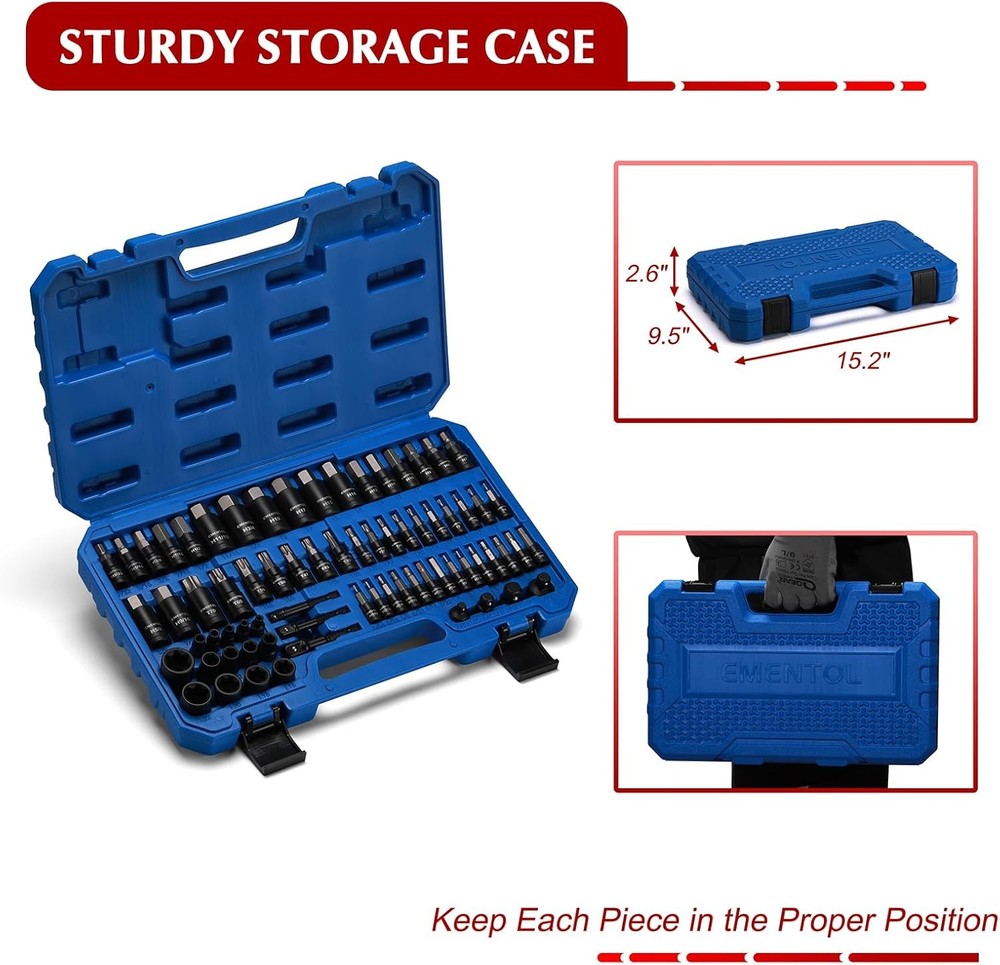 71 Piece Torx Bit & Hex Bit Socket Set Master Sae/Metric 1/4" 3/8" and 1/2"