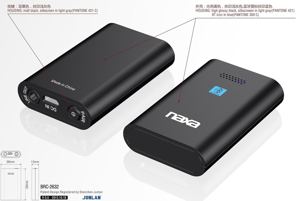 Naxa Electronics NAB-4001 Wireless Audio Adapter with Bluetooth for AUX Input