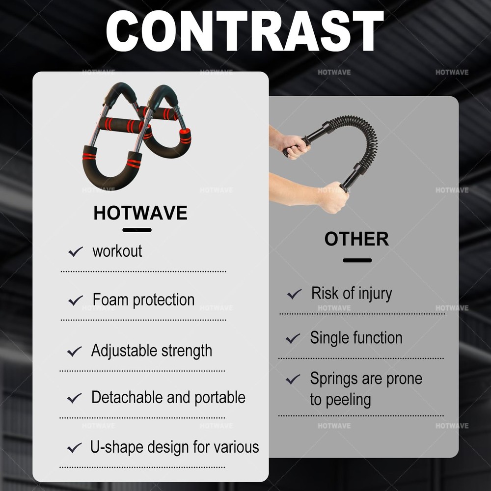 HOTWAVE Twister Arm Exerciser,Adjustable Spring Workout Bar, Forearm Triceps ...