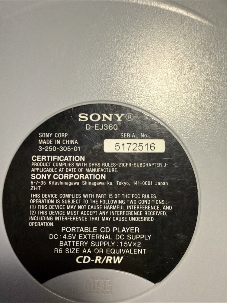 Sony CD Walkman - Personal CD Player - Silver (D- EJ360)