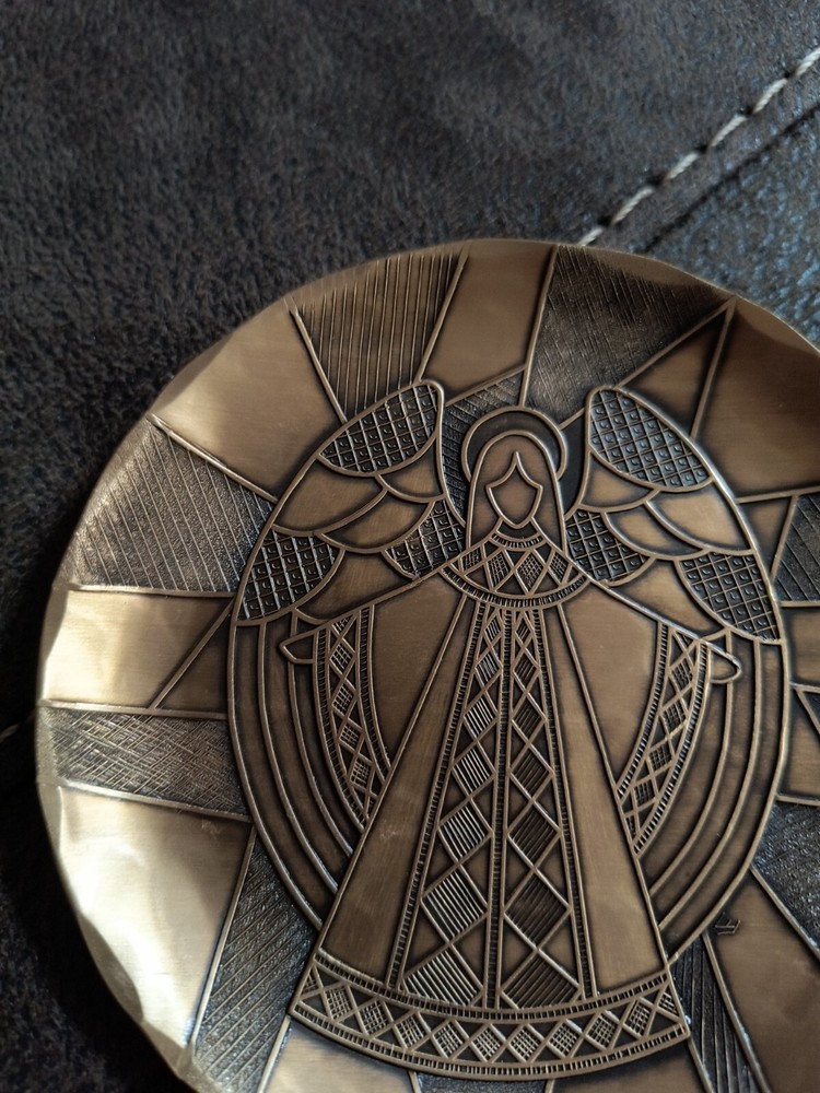Vintage Wendell August Forge Angel Coaster Plate Solid Bronze