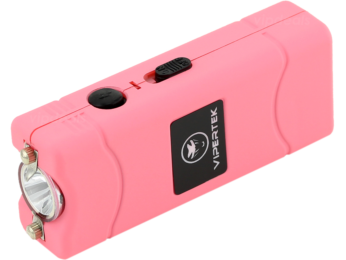 VIPERTEK Stun Gun Micro Mini PINK VTS-881 390 BV Rechargeable LED Flashlight