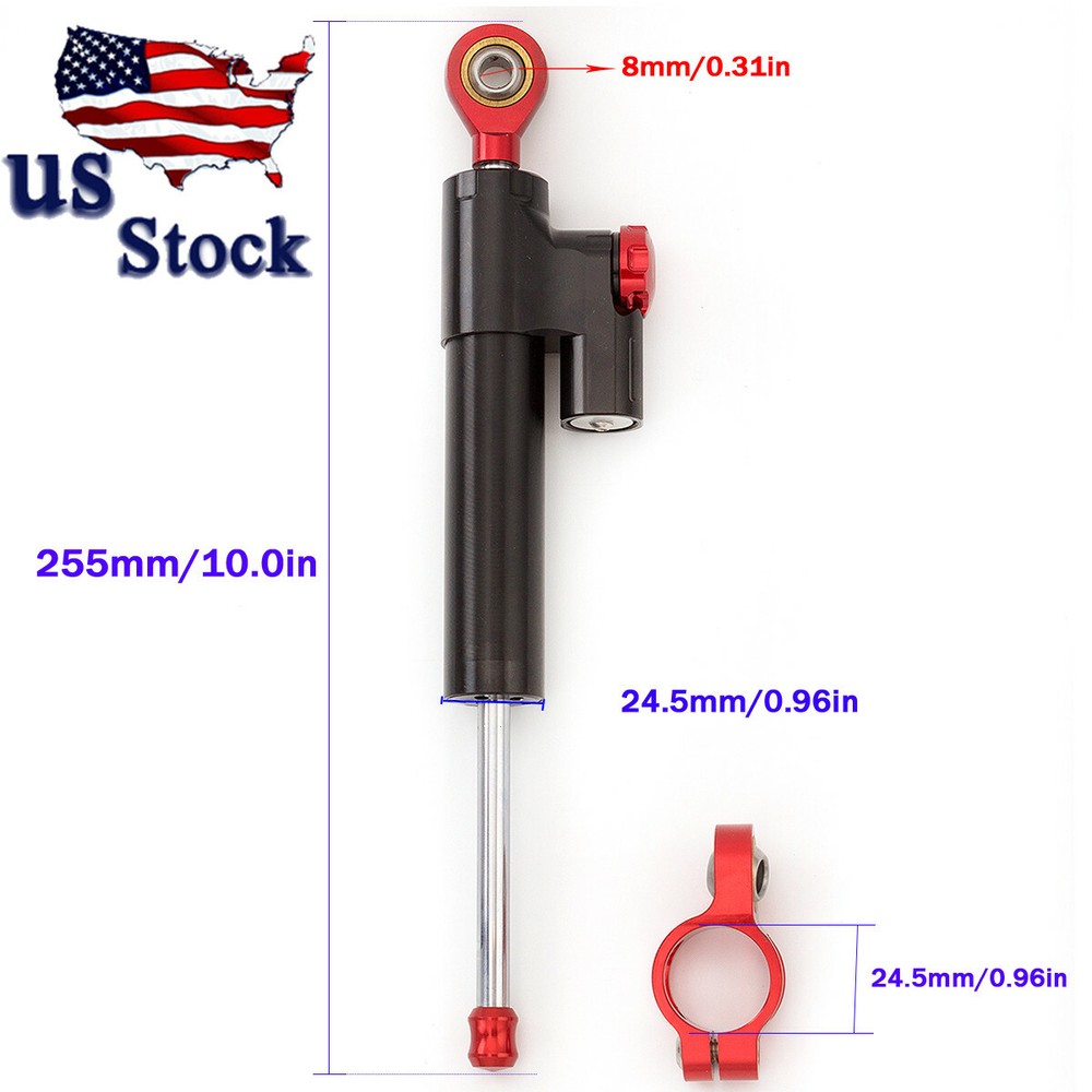 US Black Motorcycle Universal CNC Adjustable Steering Damper Stabilizer Part