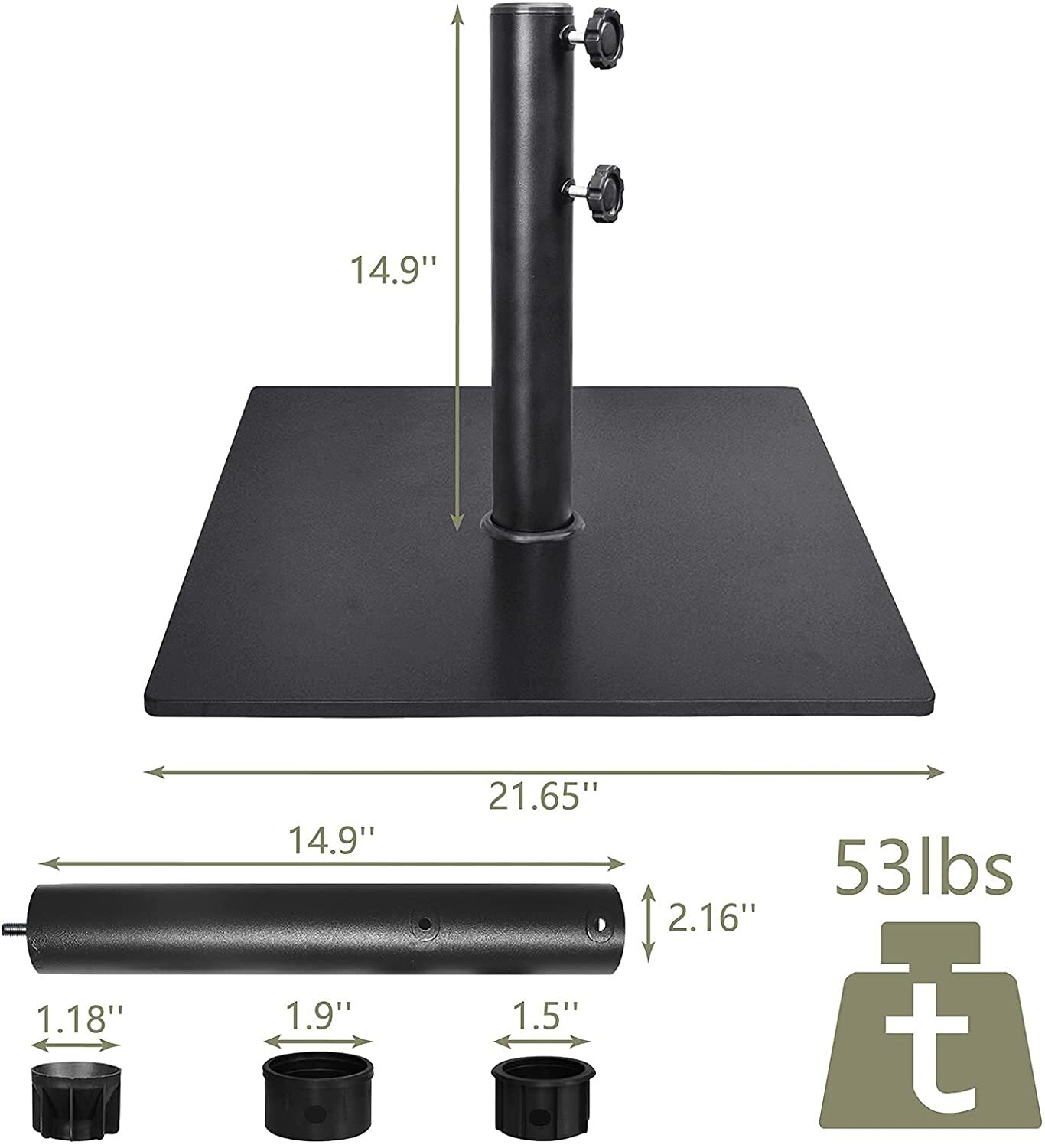 EliteShade Up to 160 lbs Square Umbrella Base Steel Plate Stand Market