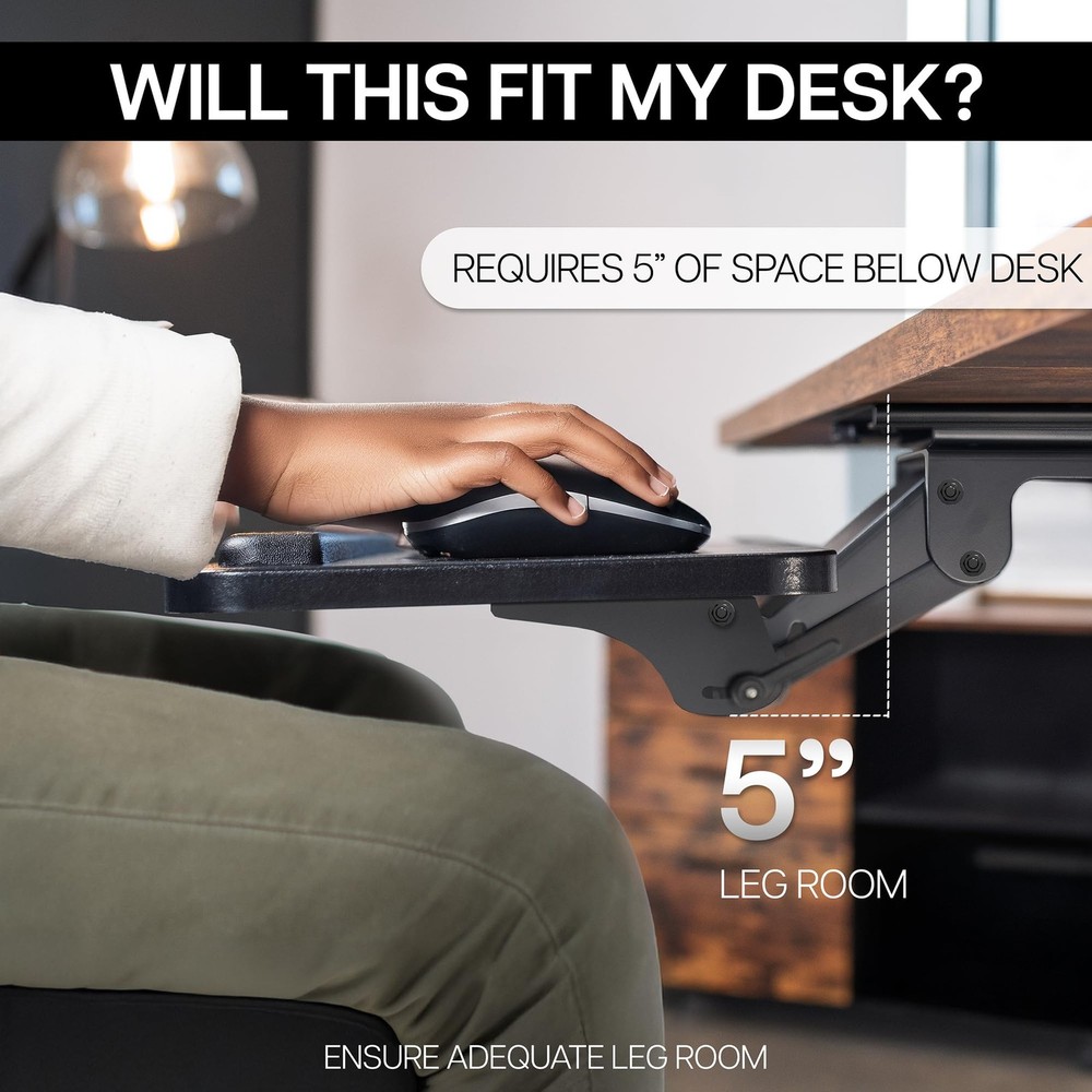 Adjustable Computer Keyboard & Mouse Platform Tray Ergonomic Under Table Desk...