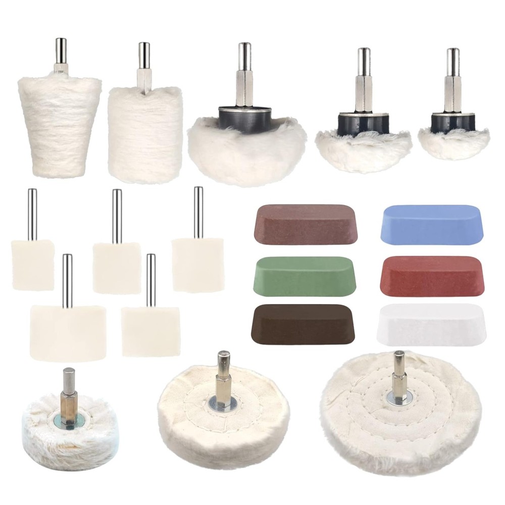 Drill Buffing Wheel Set with Polishing Compound - 19 Pcs
