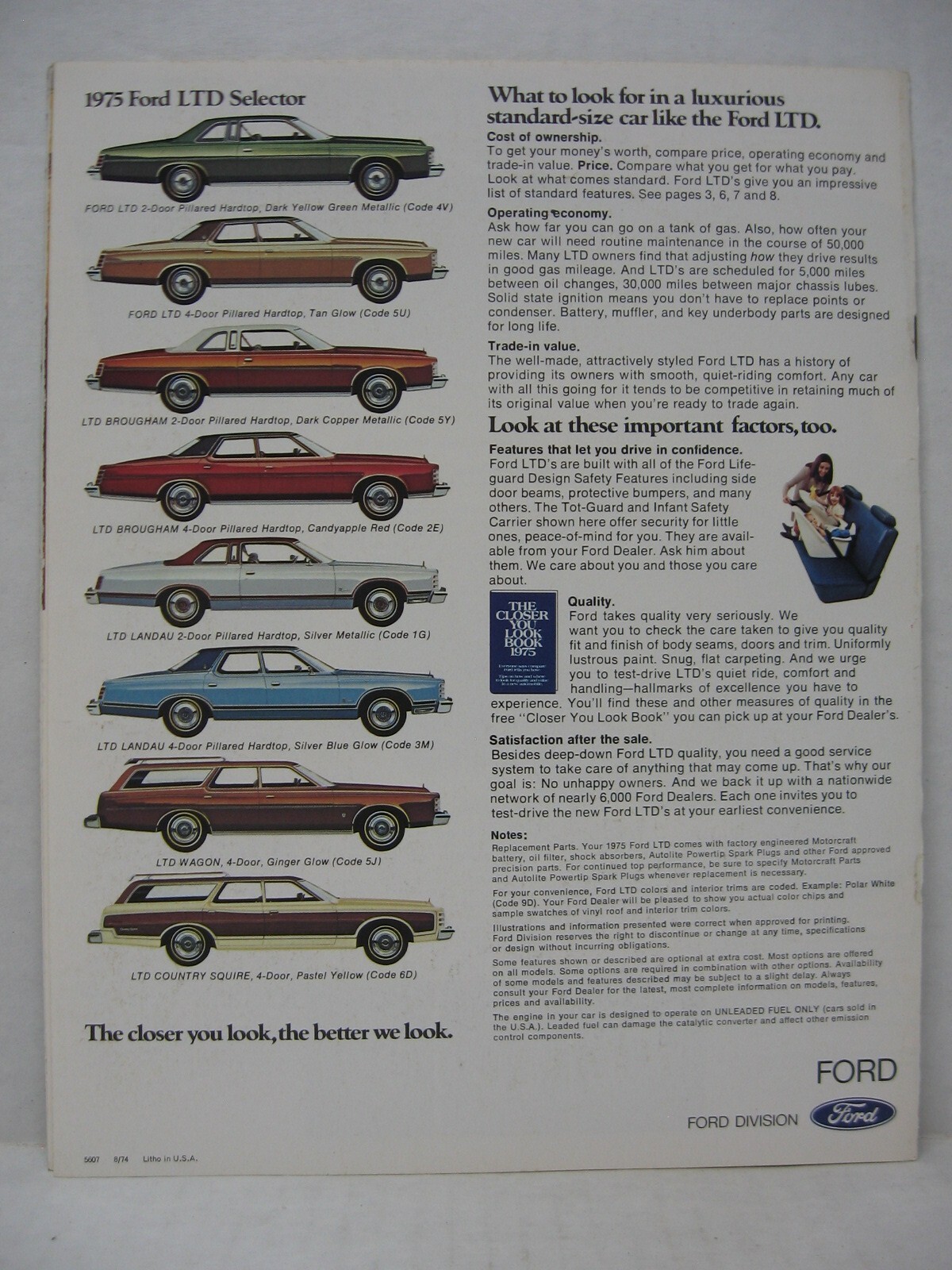 1975 Ford LTD Landau Brougham Wagon Car Dealer Sales Brochure Catalog