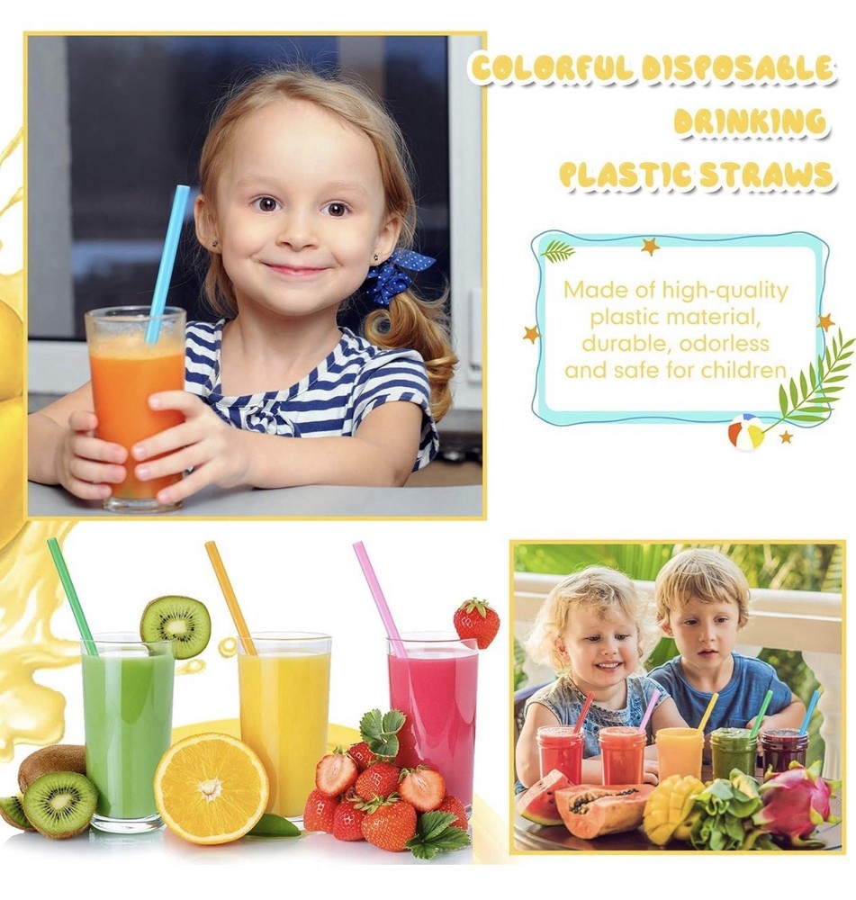 3000 Pcs Disposable Drinking Straws Assorted Colors
