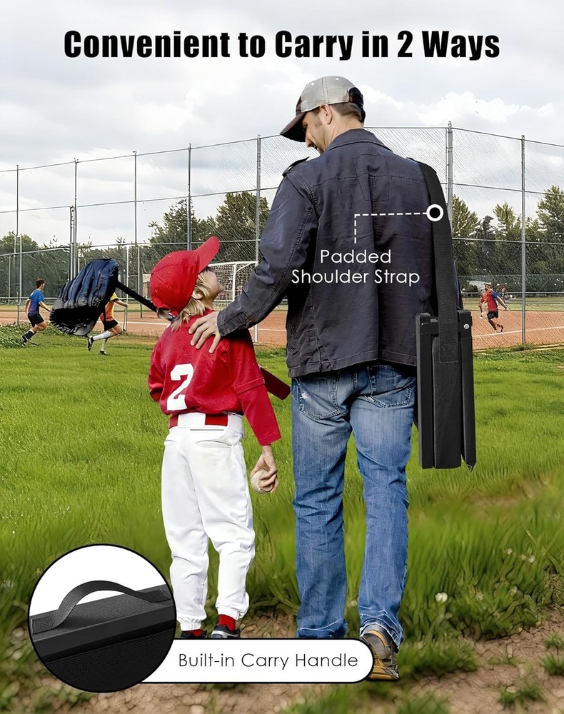 Foldable Bleacher Seat with Back Support & Magnetic Grip