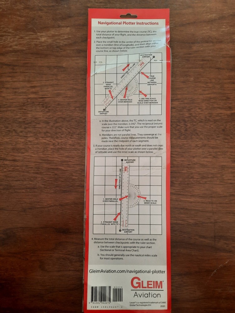 Gleim Navigational Plotter | Sectional & TAC Scale | Statute & Nautical Scales