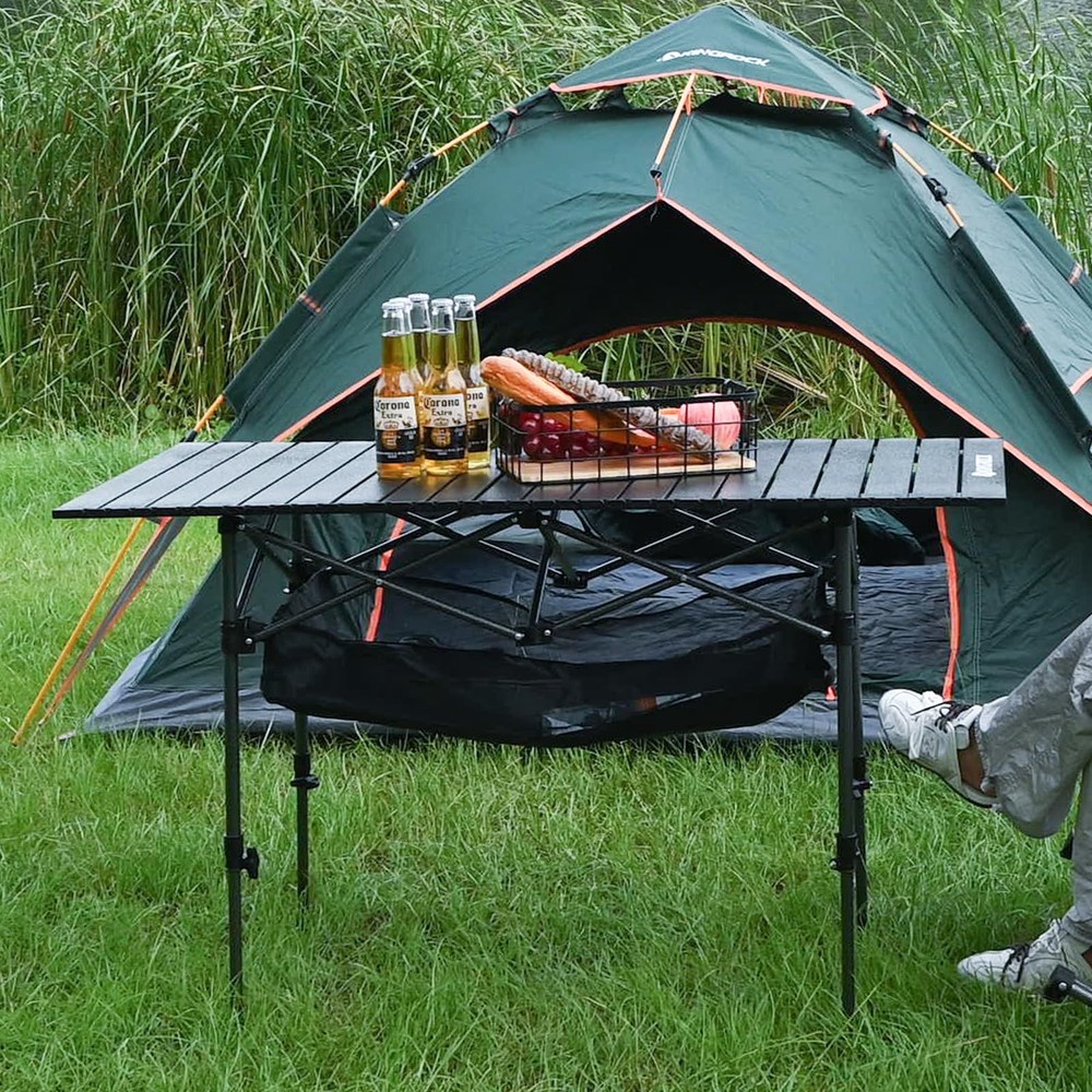 Camping Table Foldable, Height Adjustable Aluminum Roll Up Table with Easy Ca...