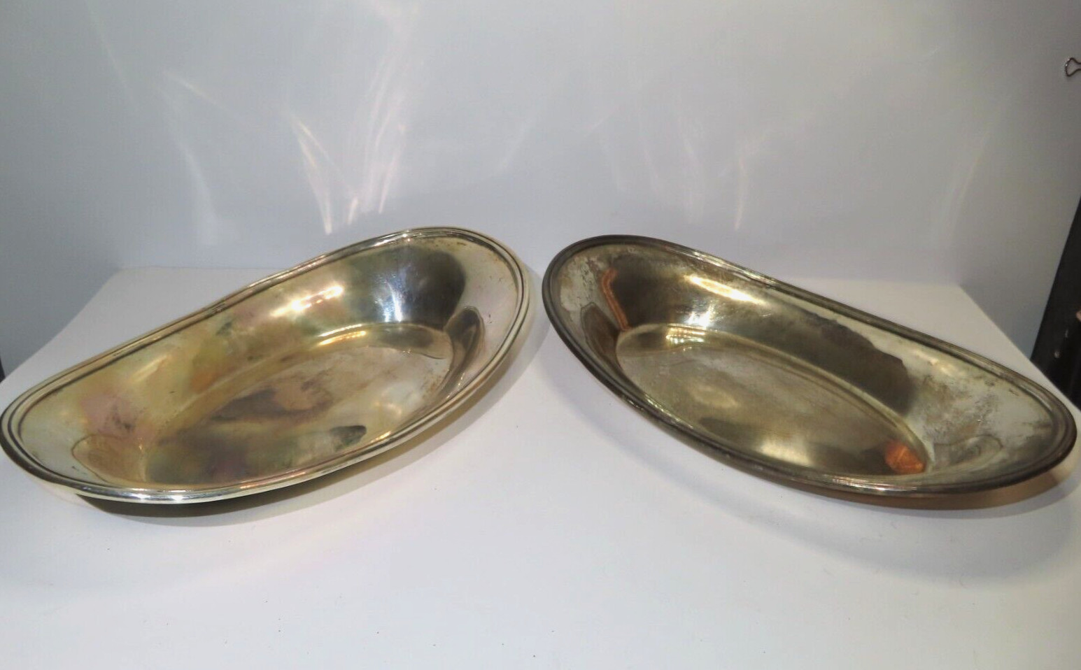 Vintage Silverplate (2) Oblong BREAD TRAYS or PLATTERS 11" x 6.75" Unmarked