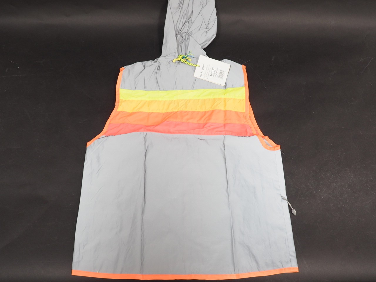 New! GOFLUO Darkflow Reflective Hooded Vest Youth Size 7-9Y Grey Reflective Neon