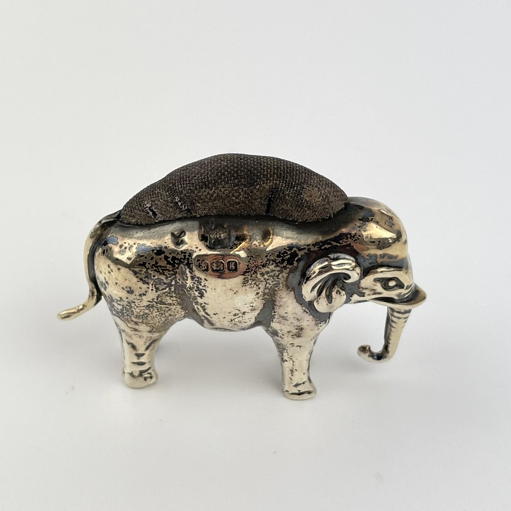 Fine Antique Solid Silver Novelty Elephant Form Pin Cushion William Neale 1906