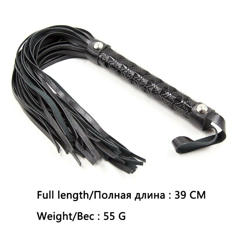 SM PU Leather Handle Whip for Couples Spanking Flogger Crop Slave Adult Tassel