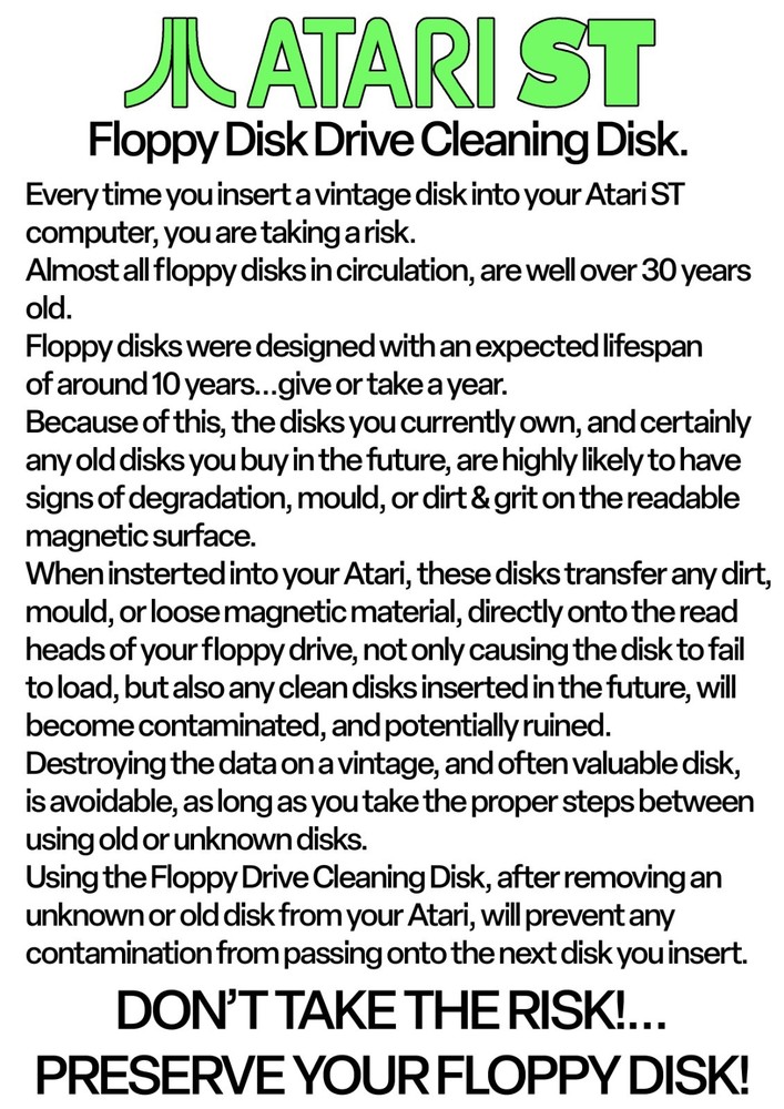 3.5" FLOPPY DISK DRIVE CLEANER DOUBLE PACK *ATARI ST* REVIVE YOUR FLOPPY DRIVES!