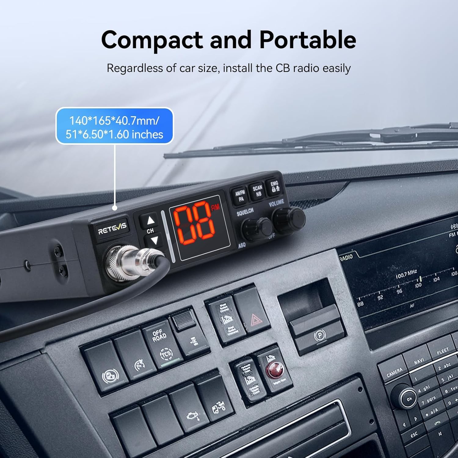 Retevis MB3A 40-Channel AM/FM CB Radio Kit Mobile Radio For Trucker With Antenna