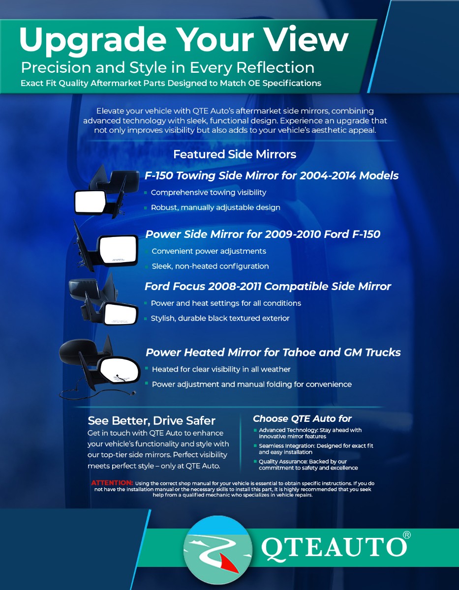 Pair 2 Left-Right Manual Foldaway View Mirror Chrome For 1992-1996 Ford F-150