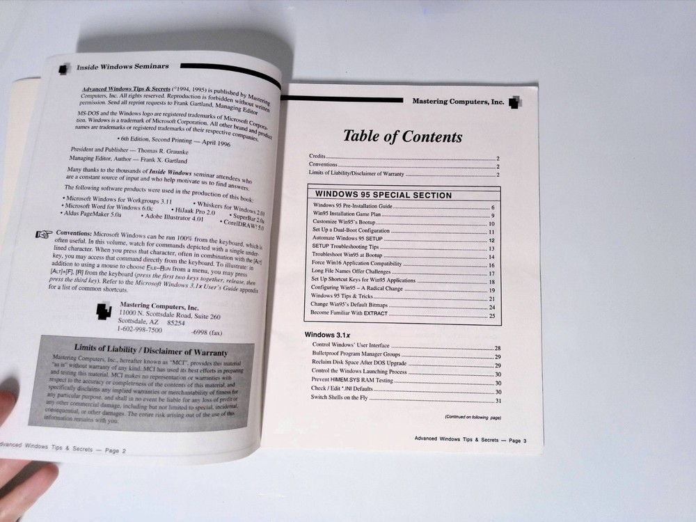 Microsoft Windows 95 Tips & Secrets Windows Advanced Booklet Mastering Computers