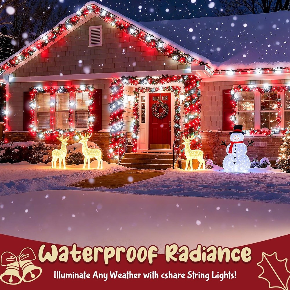 9.8ft 30 LED Red & White Christmas String Lights