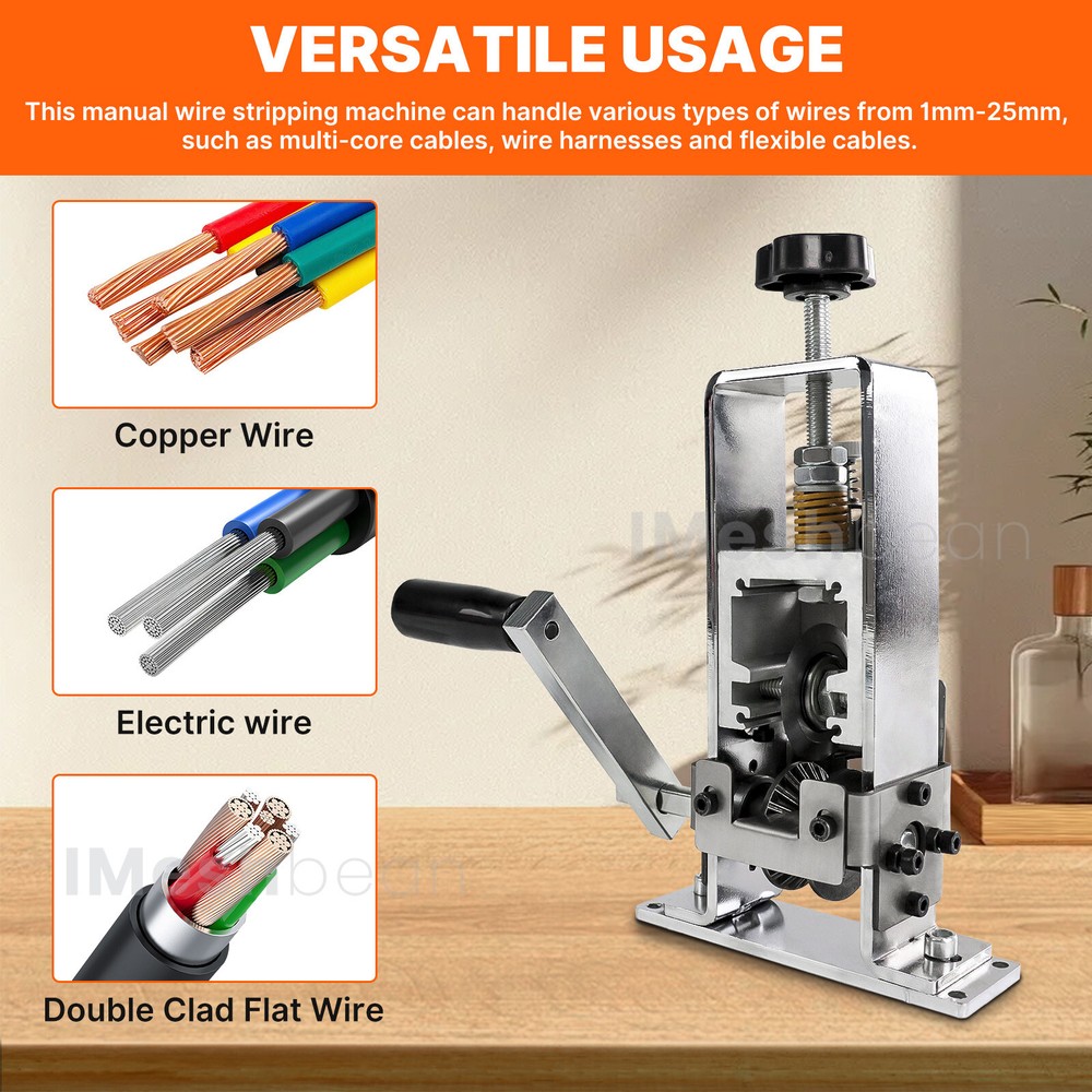 Manual Wire Stripping Machine Drill Powered Hand Crank Wire Stripper Tool 1-25MM
