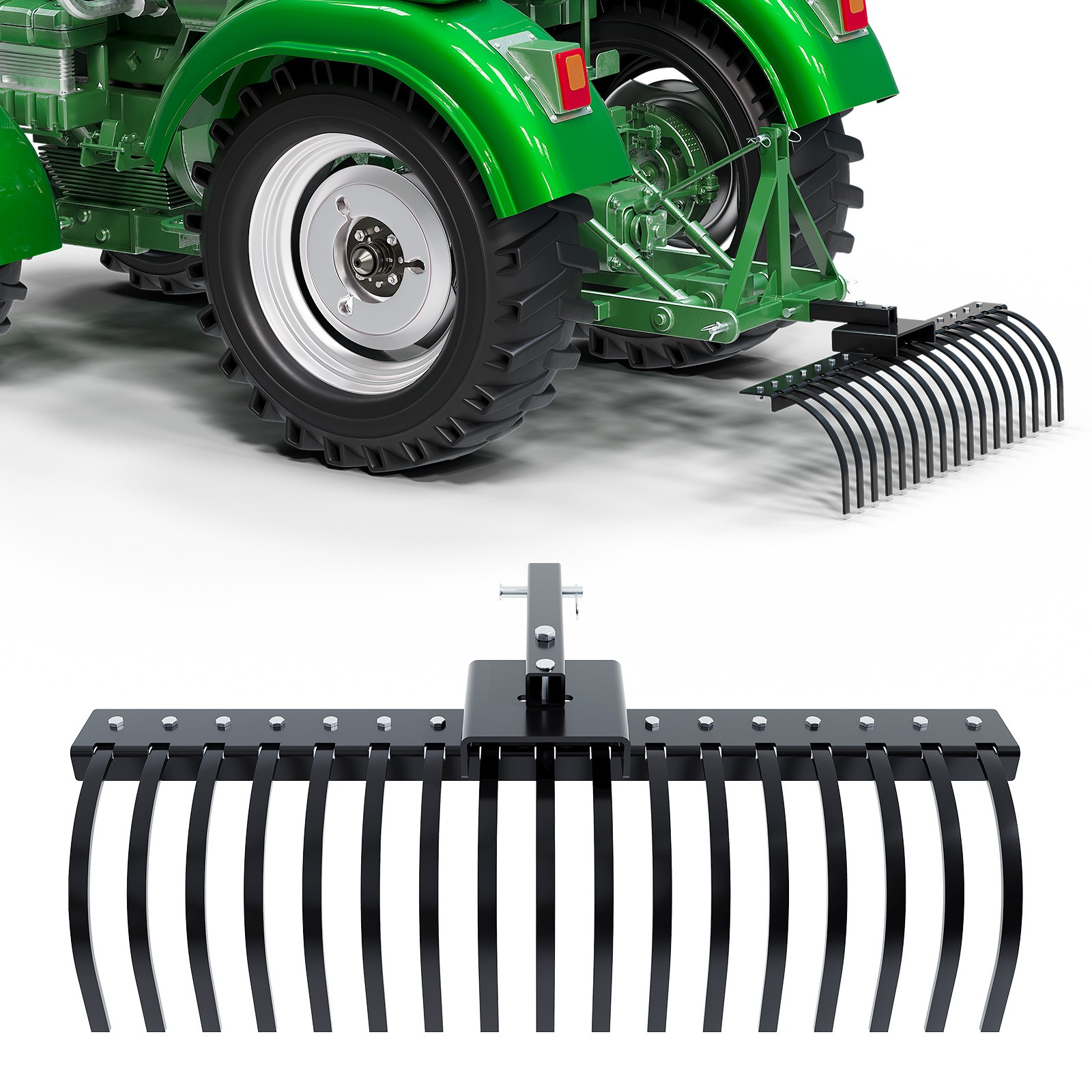 48" Landscape Rake Pine Straw Rake Rock Rake Fits 2" Receiver ATV/UTV Tractors