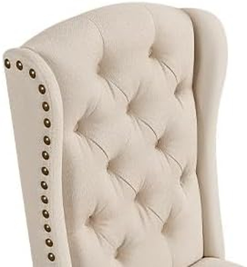 Upholstered Dining Chairs Set of 2 Button Tufted Kitchen Chairs with Solid Wood