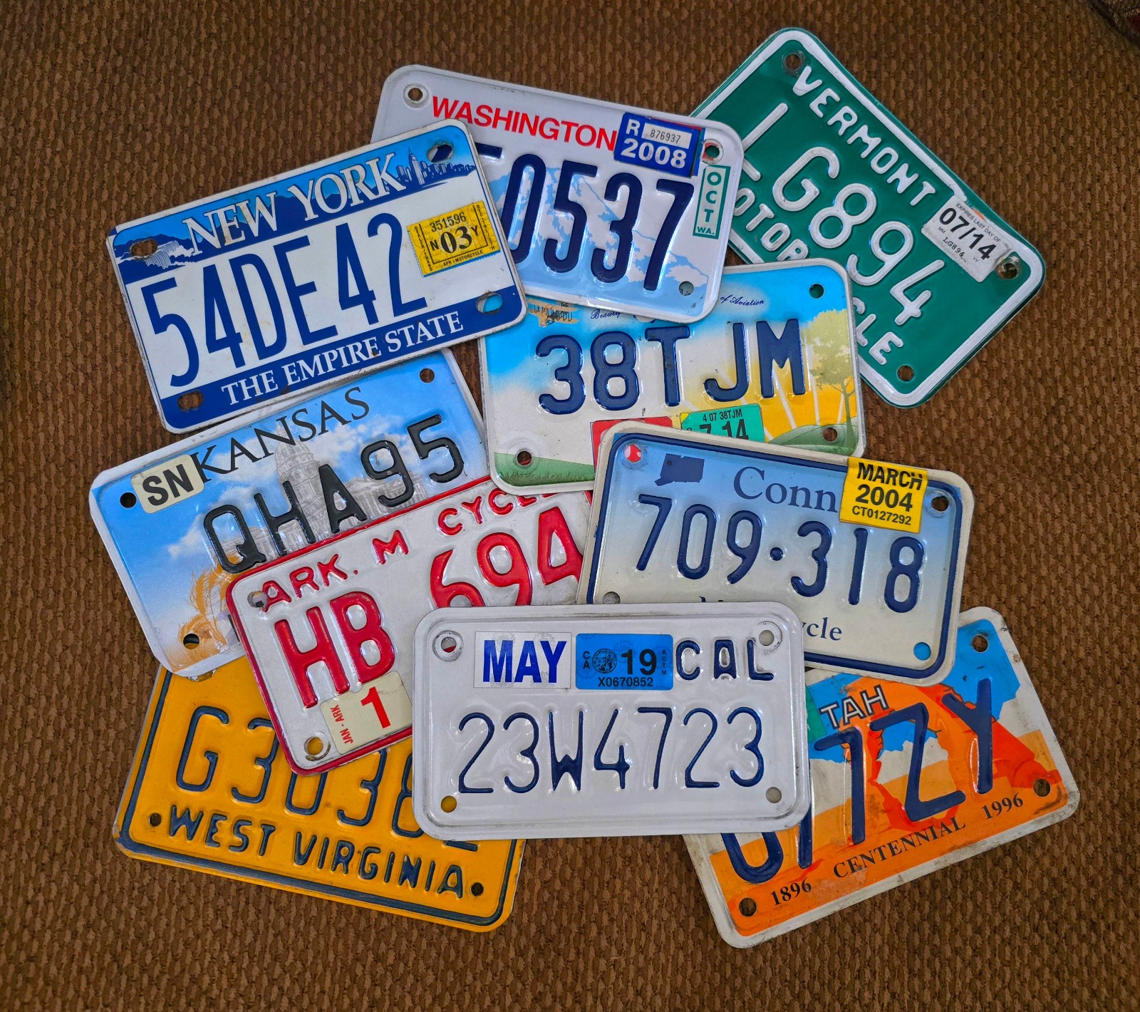 REAL 50 USA STATES MOTORCYCLE LICENSE PLATES GREAT CONDITION & PRICE MC TAGS