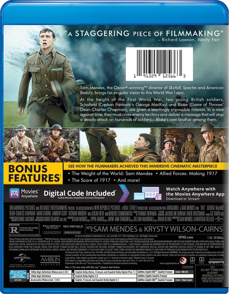 1917 Blu-ray George MacKay NEW