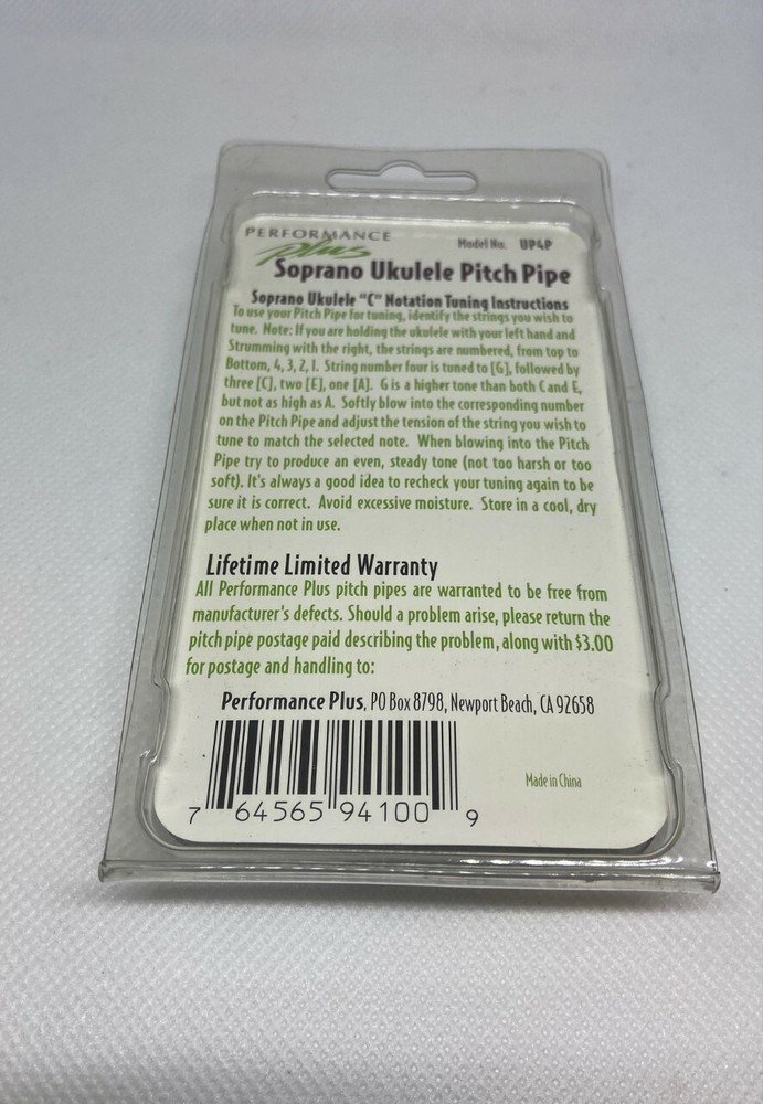PERFORMANCE PLUS SOPRANO UKULELE PITCH PIPE E-A-C-G MODEL UP4P " C" NOTATION
