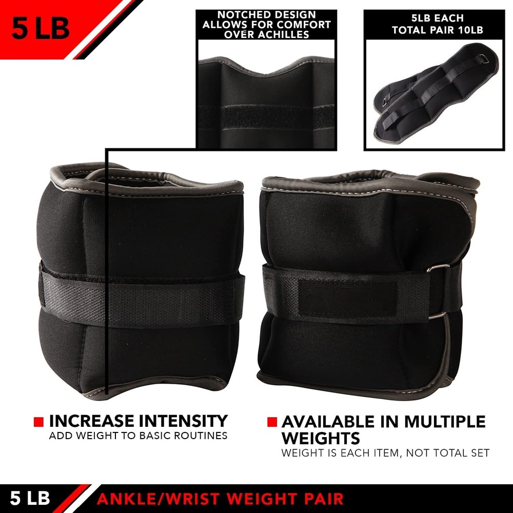 Versatile 5 LB Ankle Weights with Adjustable Straps - Enhance Your Workouts