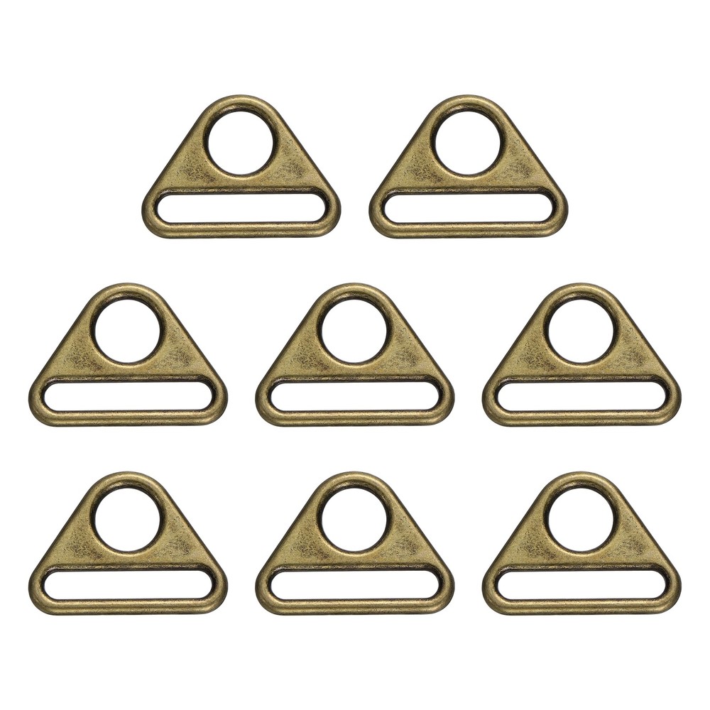 8Pcs 1 1/2 Inch Triangle Buckles Adjuster Triangle D Rings Strap Bronze