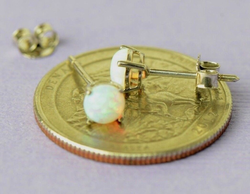 925 Sterling Silver Round Opal stud Earrings