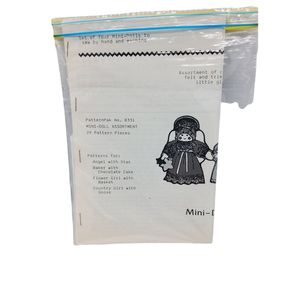 vintage 1983 pattern mates set of 4-4.5" mini dolls #8331 pattern