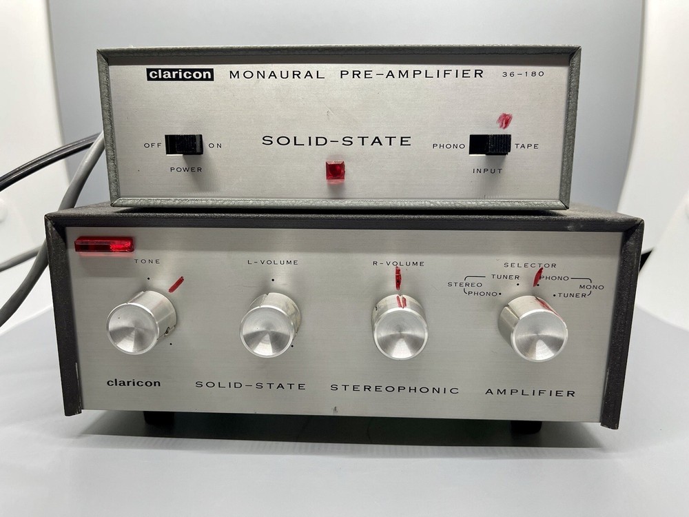 CLARICON SOLID STATE STEREOPHONIC AMPLIFIER MODEL 36-105 & Model 36-180