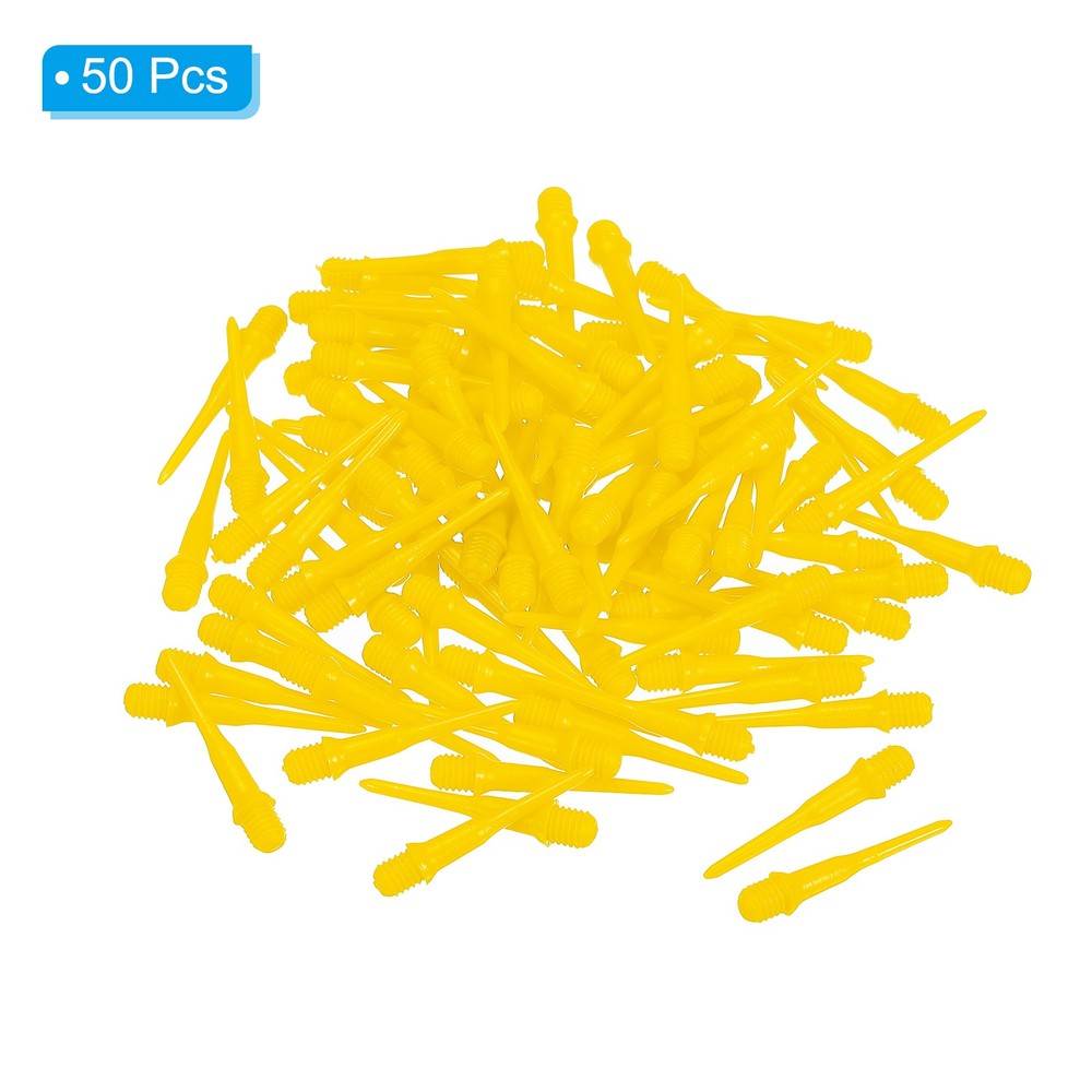 Plastic Dart Tips, 50 Pack 2BA Thread Soft Dart Tips Dart Accessories, Yellow