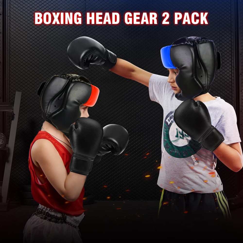2 Pack Boxing Headgear, Gear Equipment Small-Medium, Red & Blue