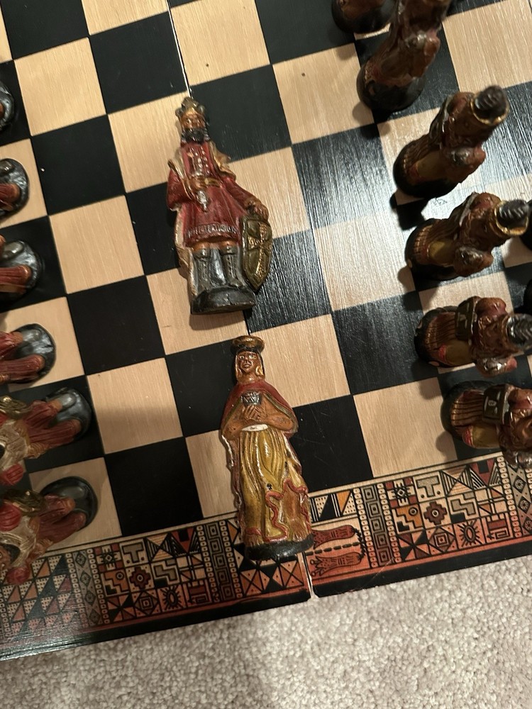 Vintage Handmade Clay Chess Set
