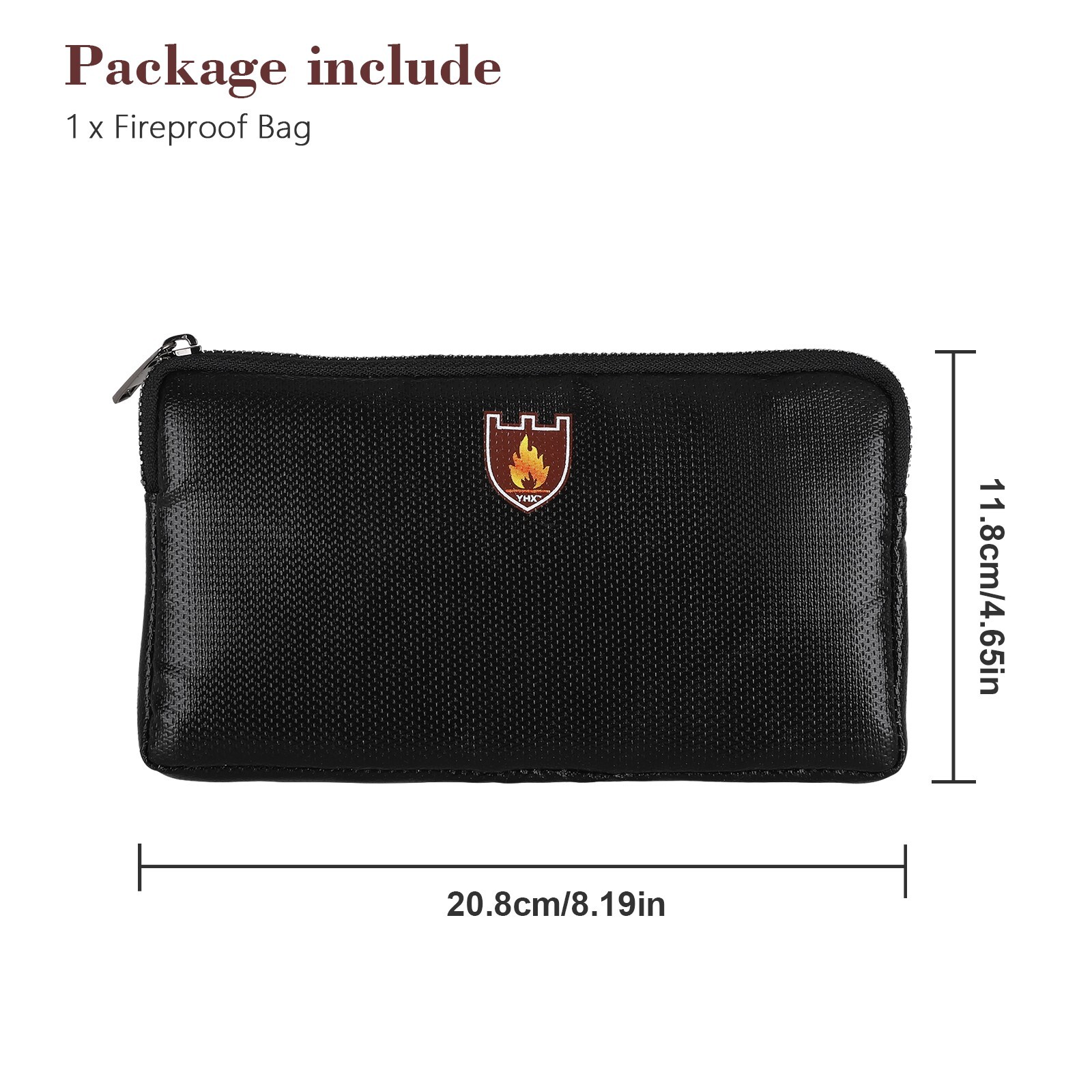 Fireproof Money Bag 8.2"x4.7" 1292℉ Upgrade Document Pouch Waterproof Safe Cash