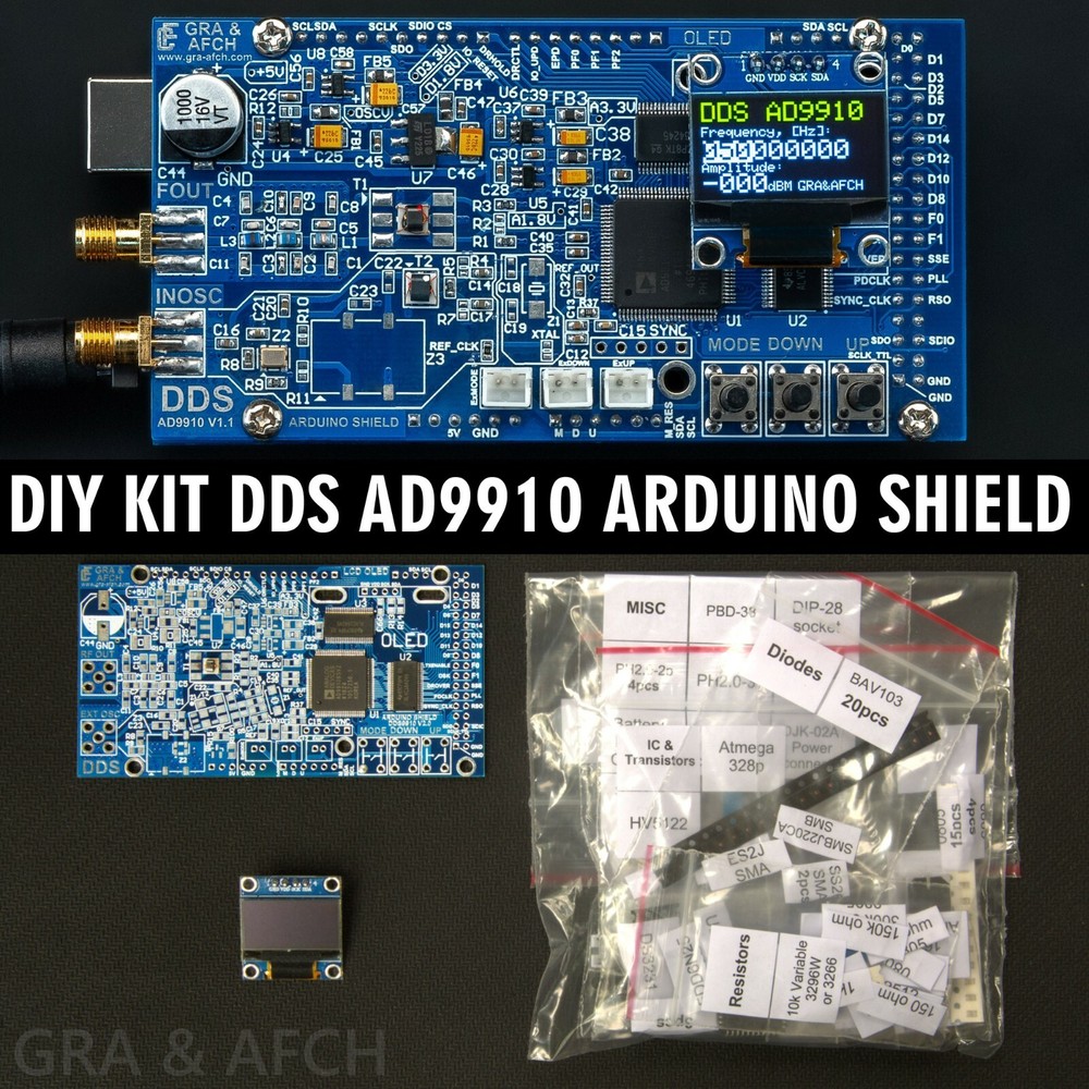 DIY KIT DDS AD9910 Arduino Shield RF Signal Generator NO ARDUINO Low noise spurs
