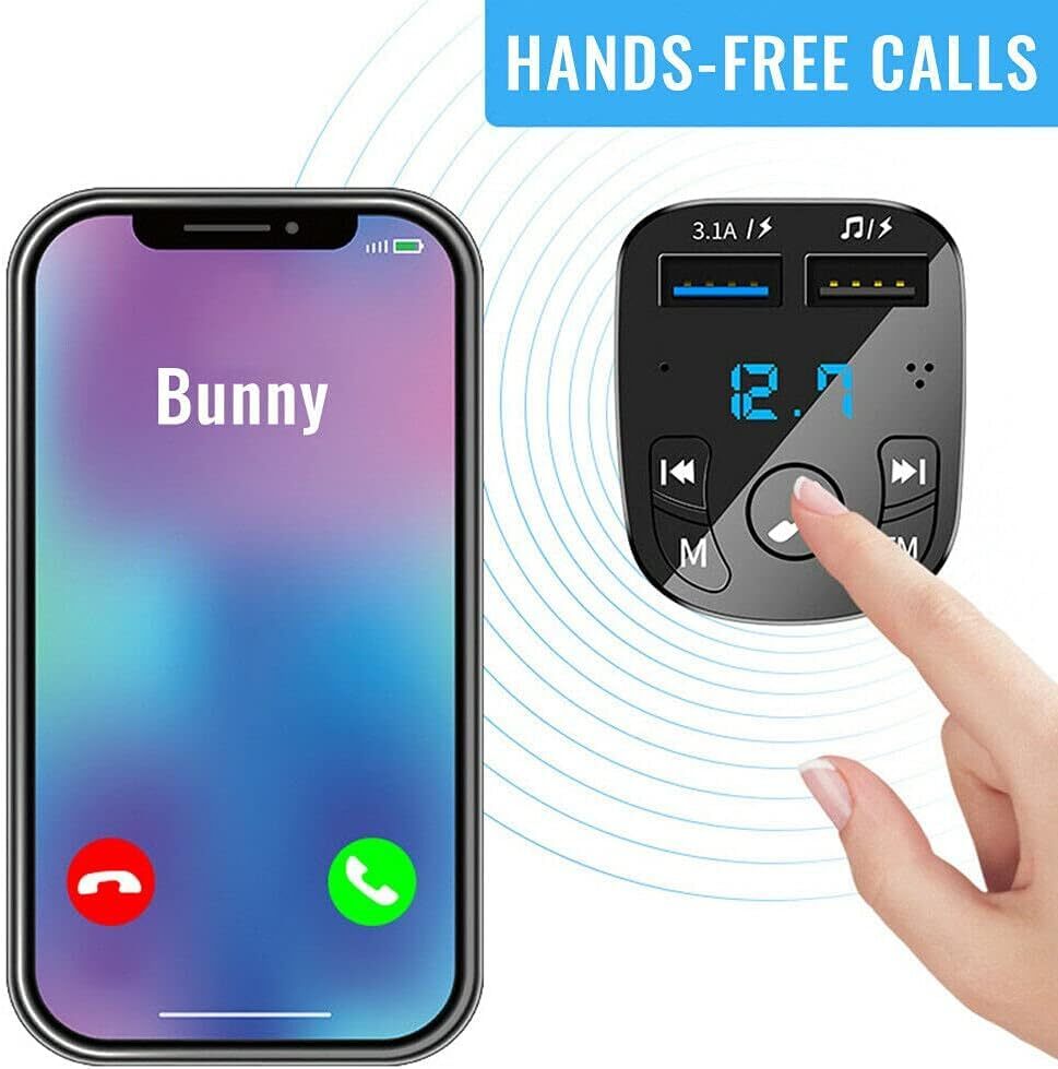 Wireless Bluetooth FM Transmitter Car Charger MP3 Player Support with Dual USB