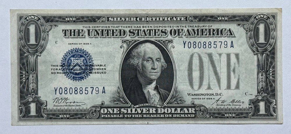 1928-A Funny Back $1 Dollar Bill Silver Certificate Note 579A-DDEF