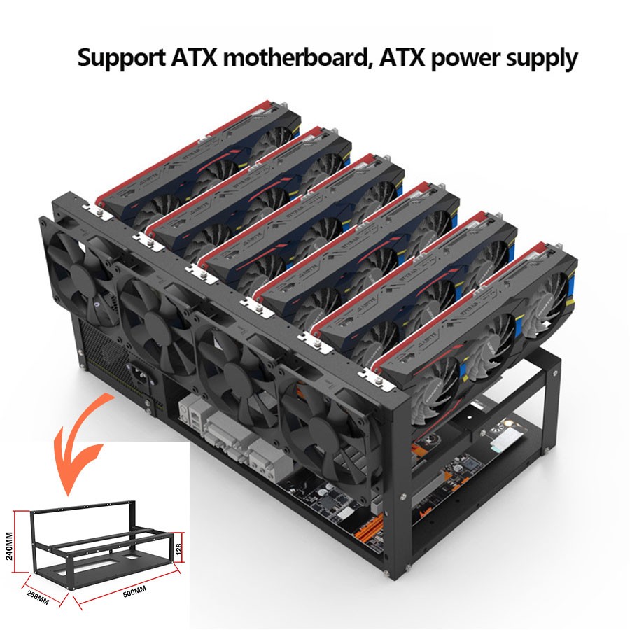 Heighten For ETH BTC Ethereum 6/8 GPU Open Air Mining Rig Frame Case Computer