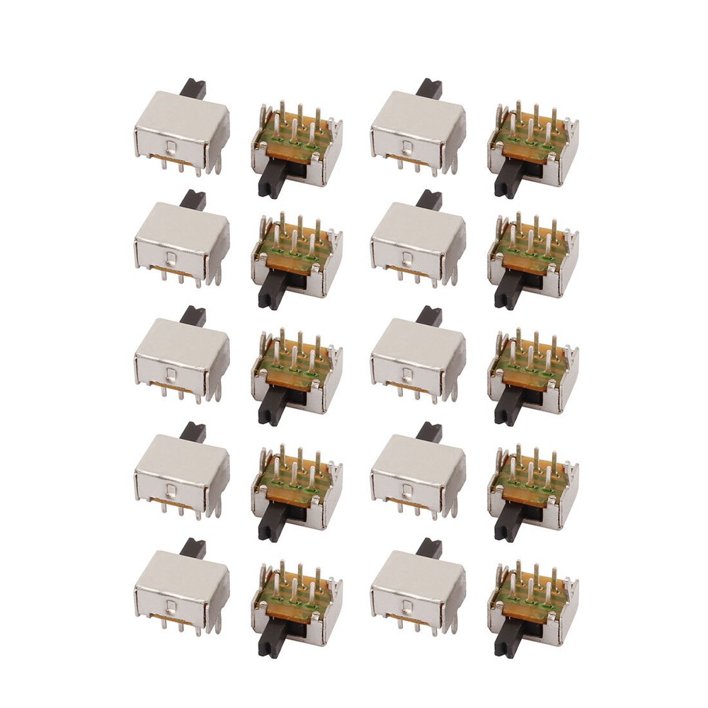 20Pcs 2 Position Vertical Angle 6P DPDT Micro Slide Switch Latching Power Switch