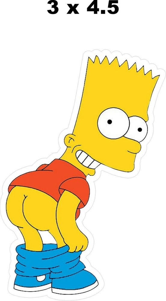 BART MOONING SHOWING BUTT SIMPSONS Decal. UV Laminated 4.5"H X 3"W