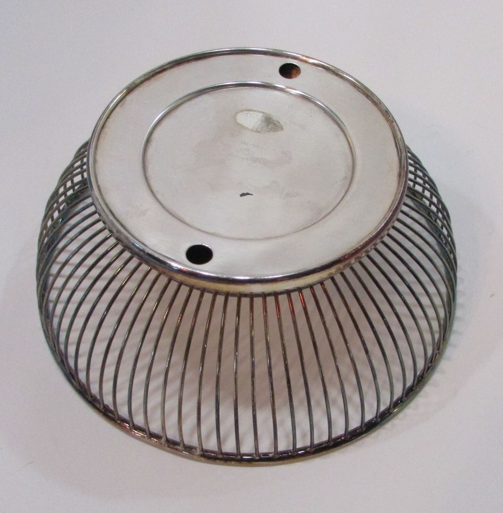 Vintage Gorham Italy Silverplate 3x8 Round Bread Basket Retro Wire Fruit Bowl