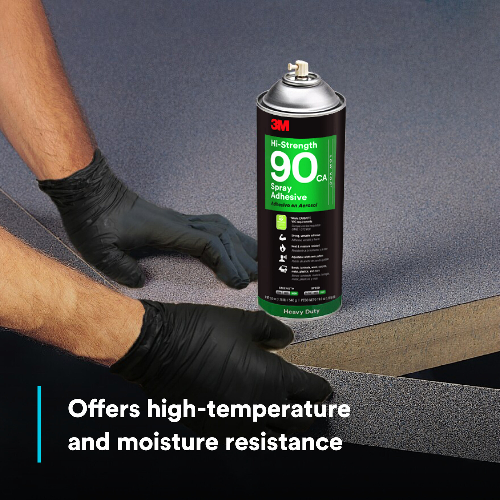 3M Hi-Strength Spray Adhesive 90 CA, Low VOC 25%, Clear, 24 fl oz Can