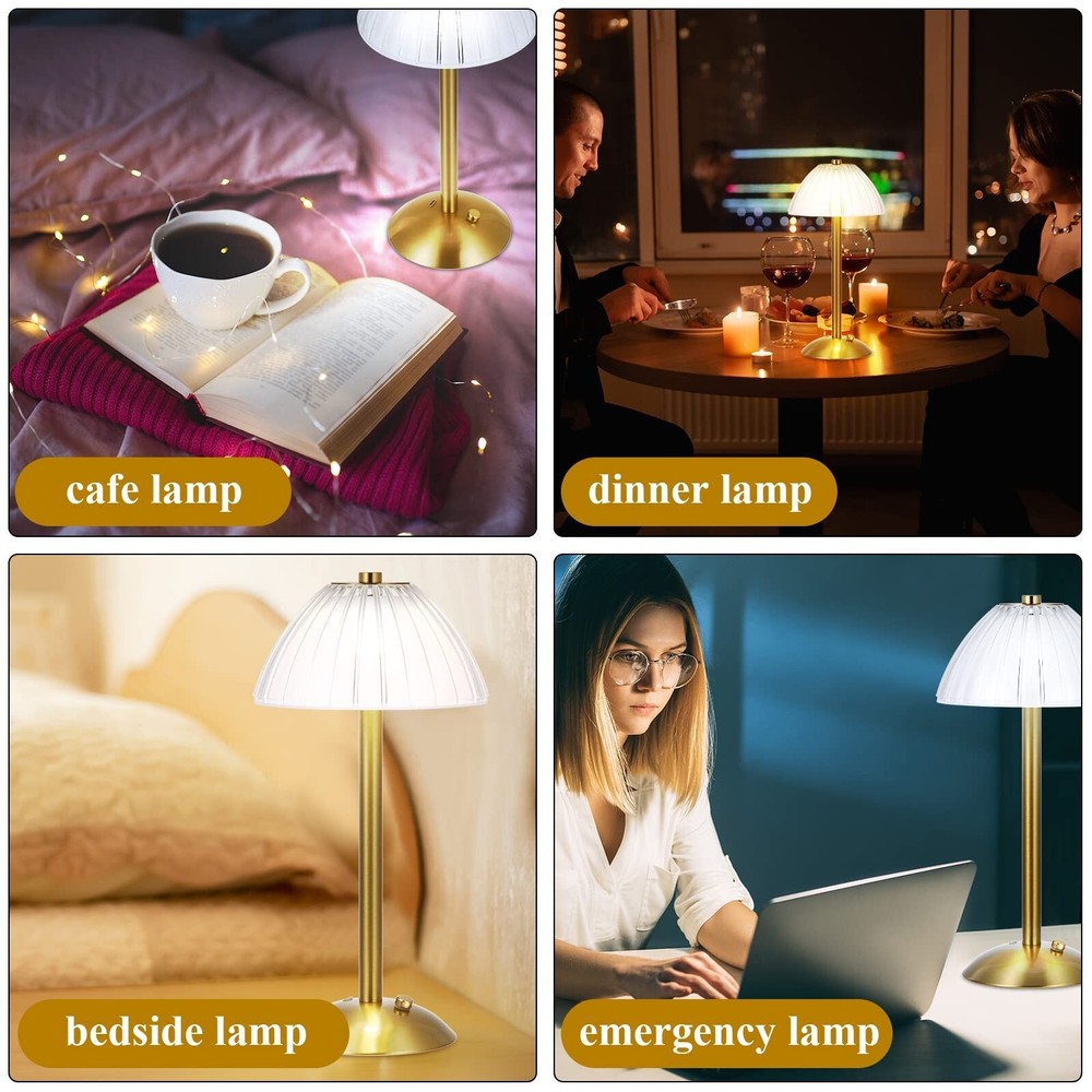 Liliful 2 Pcs LED Table Lamp, Portable Touch Rechargeable Battery with Dimmab...