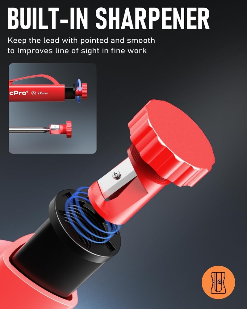 Mechanical Carpenter Pencils Set with 26 Marker RefillsDeep Hole Marker Const