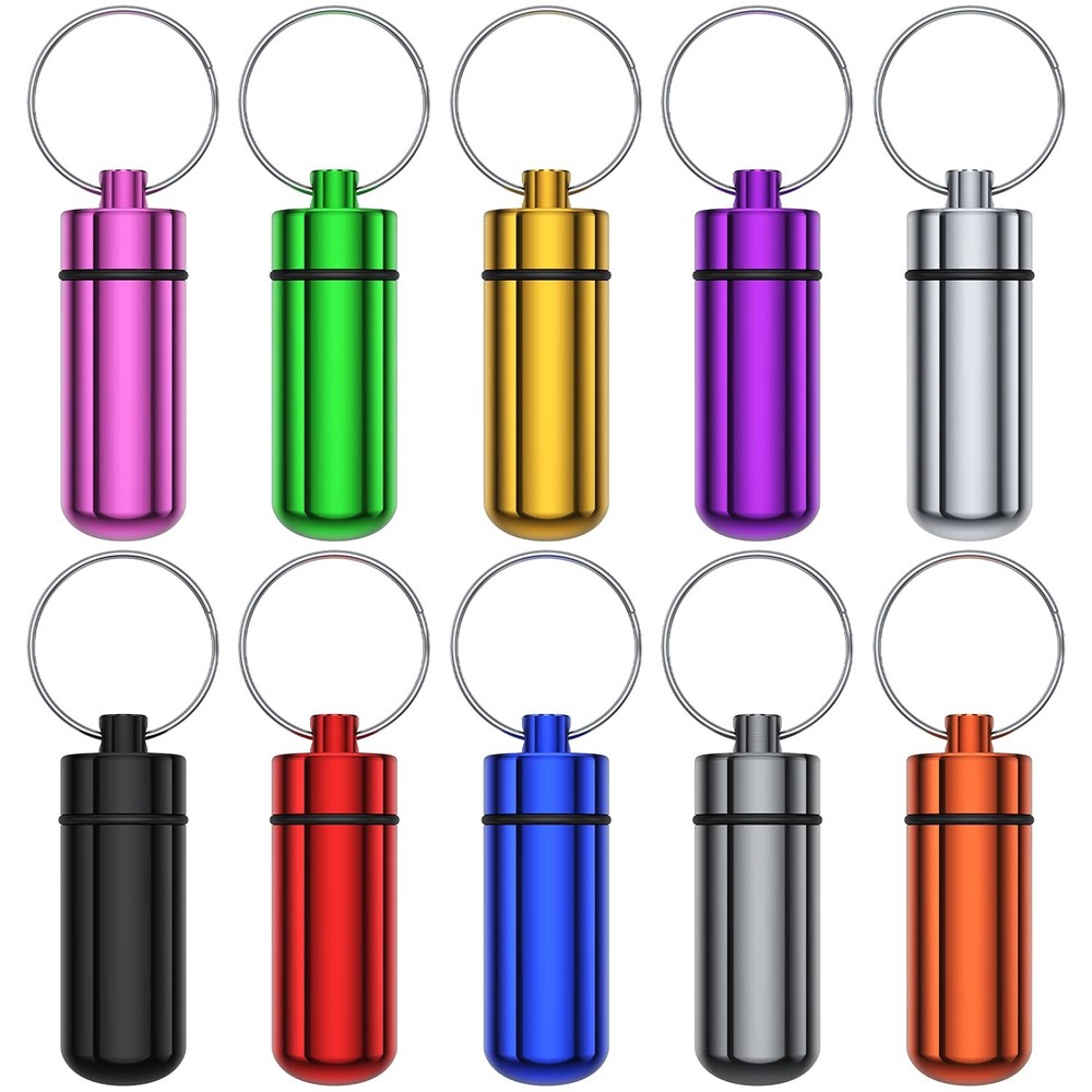 Small Portable Pill Case with Keychain(10 Pack), Urekt 10 Pack, Multicolor